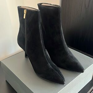 Ann Taylor Sculptural Heel Suede Bootie